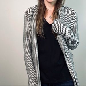 SUNDAY IN BROOKLYN black and white vertical stripe open front cardigan